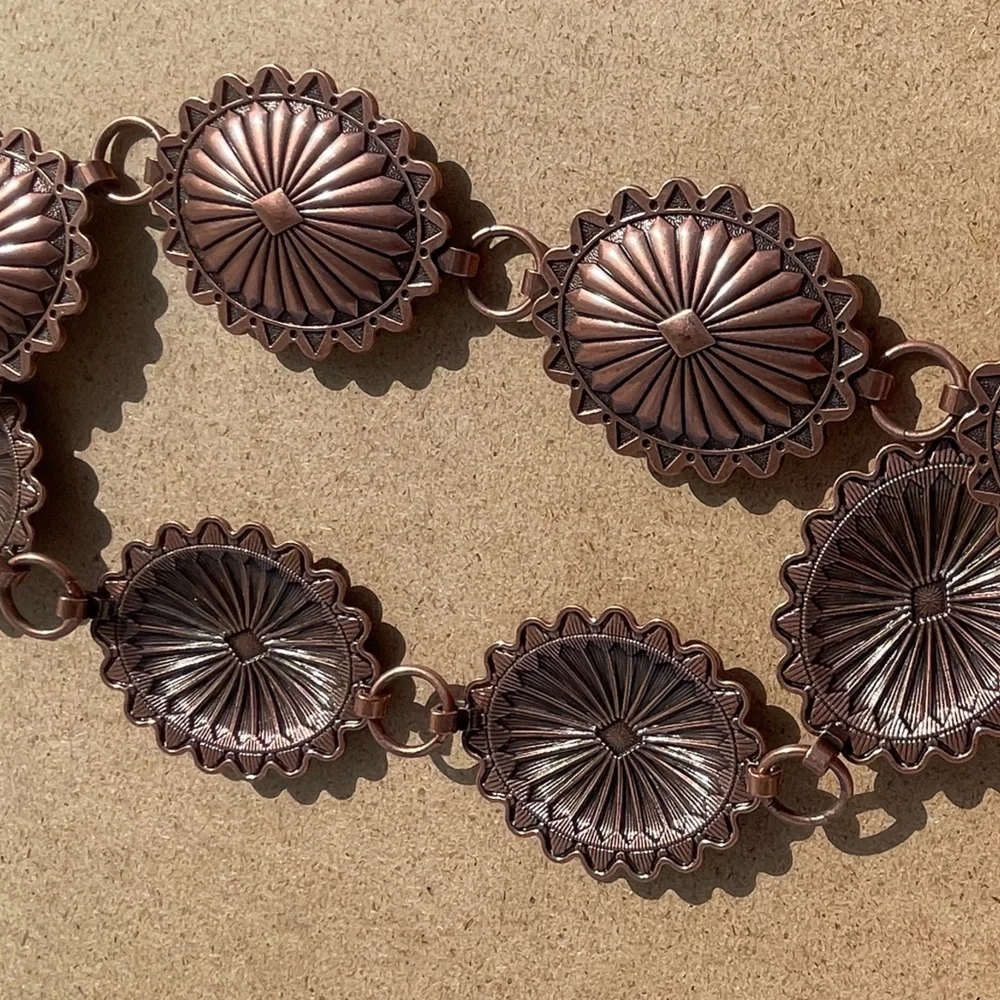 Western Concho Copper-tone Western Boho Statement Chain Concho Belt